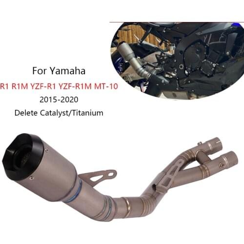 Titanium Alloy for Yamaha YZF-R1 YZF-R1M MT-10 2015-2020 Exhaust Pipe Motorcycle Delete Catalyst Mid Tube Slip-on Muffler Tips