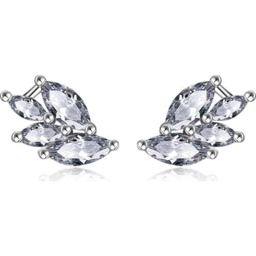 Brand Sterling Silver Stud Earrings For Woman Clear AAA Austrian Crystal Earring Fashion Wedding Engagement Accessories