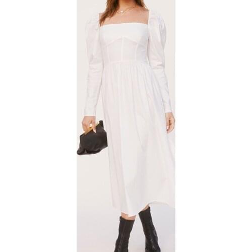 Puff Sleeve Women Summer Fashion White vestidos Elegant high quality Lady sexy Party Beach Dress Vacation Casual long Dresses