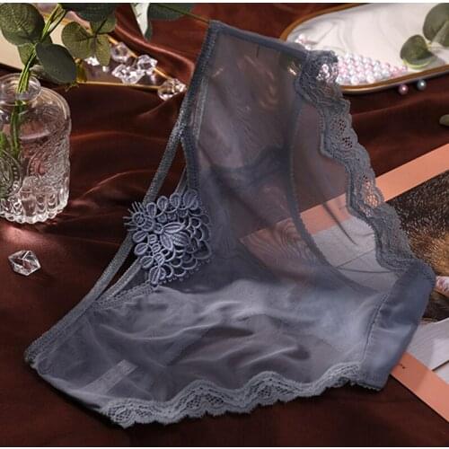 Womens Underwear Sexy Lace Panties Fashion Transparent Thin Briefs Low Waist Seamless Hollow Out Underpants Female Lingerie
