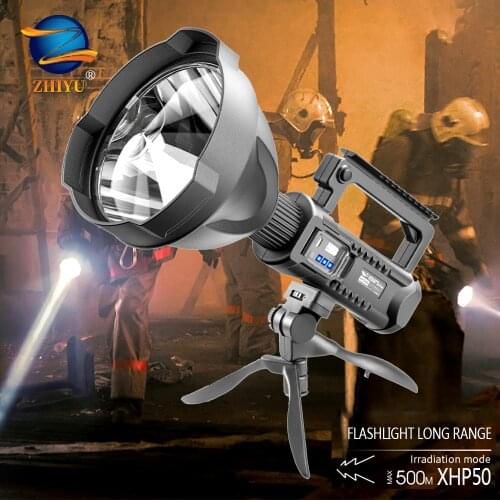 ZHIYU Strong Light Searchlight,outdoor Multi-function Lighting LED Flashlight,long-range Waterproof Rechargeable Portable Lamp