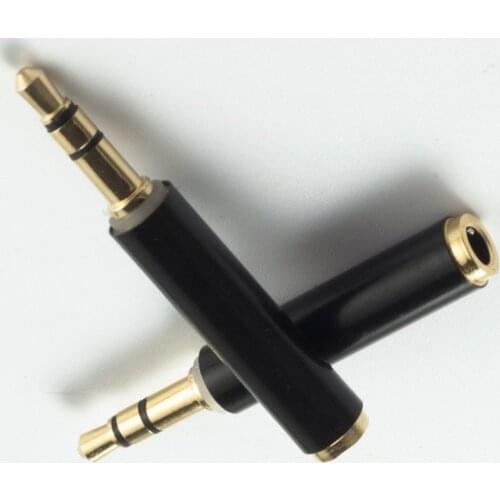 Gold Male 3 Pole TRS to Female 4 Pole TRRS Stereo Audio Aux Jack Adapter Converter Connector for Headphone