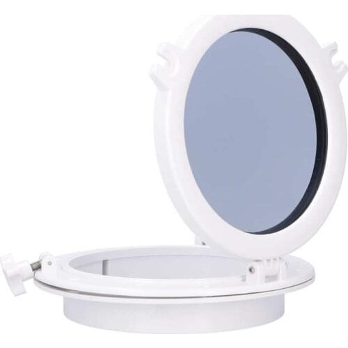 10in Boat Round Portlight Porthole Tempered Glass Opening Window for Marine Boat Yacht RV White Tempered Glass Porthole