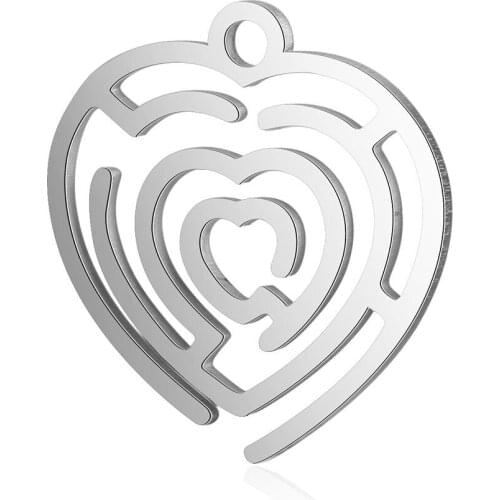 10pcs/lot 17*18mm Stainless Steel Heart Pendant Bracelet Charms DIY Crafting Jewelry Making Handicraft Accessories Wholesale