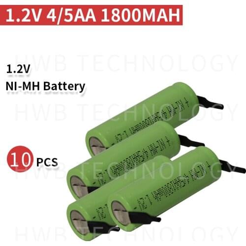 10 PCS/lot KX Original New 1.2V 4/5AA 1800mAh Ni-Mh 4/5 AA Ni Mh Rechargeable Battery With Pins Free Shipping