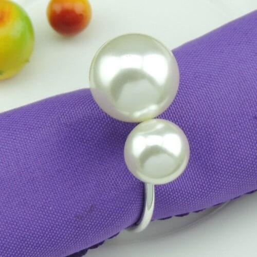 12pcs Simple creative decorative napkin ring towel ring metal large pearls napkin buckle Hotel wedding banquet table decoration