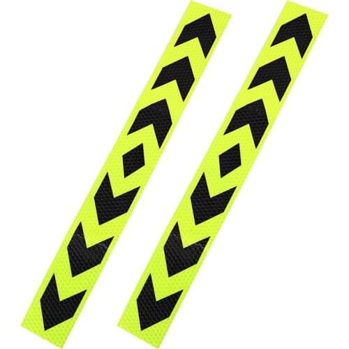 X Autohaux 2 Pcs Arrows Printed Self Adhesive Type Car Reflective Warning Sign Sticker Tape Yellow Black