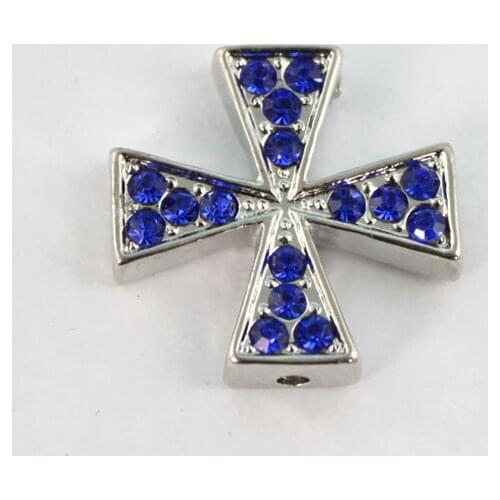 20PCS Blue Rhinestone Cross Link Connectors 23.5mm #22884