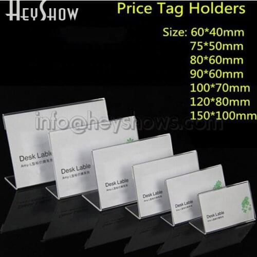 50pcs L Shaped Clear Acrylic Desk Price Tag Holder Acrylic Table Sign Label Frame Desktop Display Stand Paper Name Card Holders