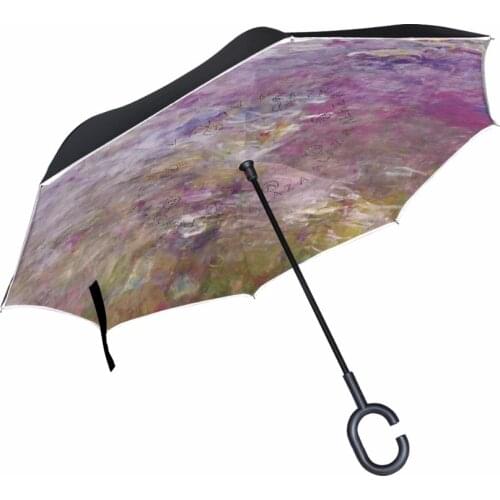 Abstract Art Color Tinted Reverse Umbrella Double Layer Long Handle Inverted Umbrella High Quality Creative Fashion Customized