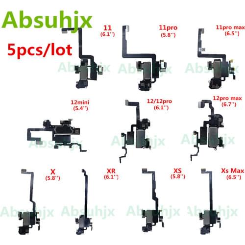 Absuhjx 5pcs Replacement Parts for iPhone XS Max XR X Proximity Light Sensor Flex Cable Ribbon with Ear Speaker for iPhone XR