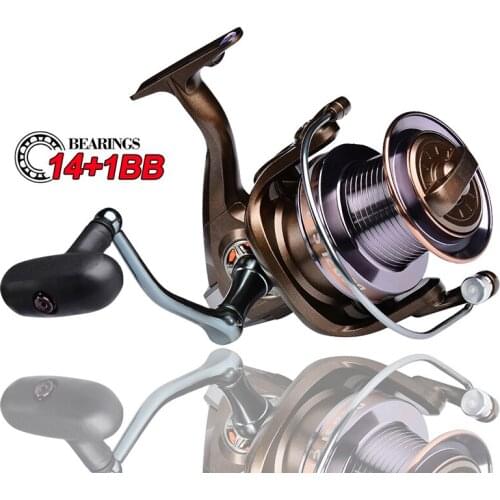 14+1BB Left Right Interchangeable Handle All-metal Spinning Reel 4.0:1 Gear Ratio 26/28/30KG Max Drag Distant Wheel Fishing Tool