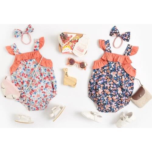 Baby clothes floral newborn baby romper summer baby clothes cotton Korean romper baby onesies
