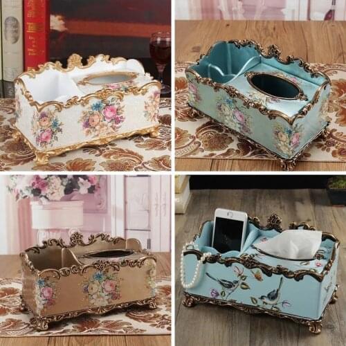 European Storage Box Luxury Tissue Box Fashion Elegant Household living Room Desktop Towel Napkin Storage Tissue Holder