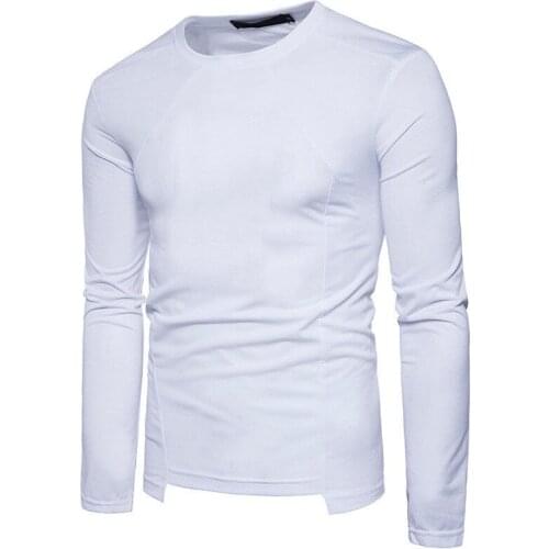 T-Shirts 2018 New Men Winter O Neck Basic Plain T-shirt Pullover Long Sleeve Casual Solid Top Fashion