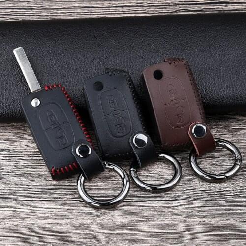 Leather Car Key Cover Case For Citroen C2 C3 C4 C5 C8 C6 Berlingo Xsara For Peugeot 107 207 208 306 307 308 407 607 807 208 408