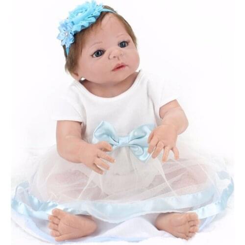 23"57cm Full silicone Reborn Baby Doll Bebe Realistic modeling bathe Toys vinyl newborn collectible Doll Childrens Day Gifts