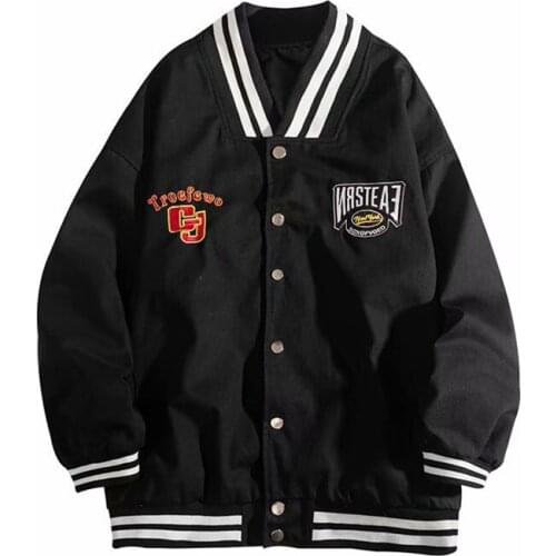 Classic Streetwear Embroidery Baseball Uniform Jacket Men Women Trendy Brand Hip Hop Loose Hoodies Casual Couples Coat 2021