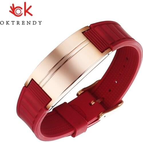 OKTRENDY Magnetic Bracelet For Men Black Silicone Custom Heavy Bangle Gents Wristband Valentines Day Gift for Him