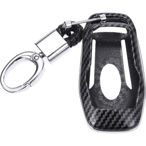 Mayitr 1pc Carbon Fiber Style Hard Car Smart Key Cover Shell Accessories Chain Case Fit For Ford For Lincoln
