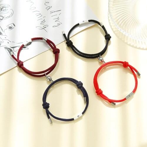 Fashion 2pcs/pair Magnet Bracelet Couple Creative Sun Moon Distance Paired Braslet Adjustable Red String Brazalete Lovers Gift