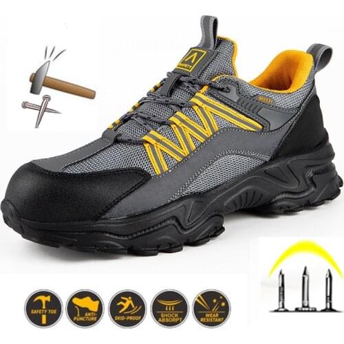 Men Indestructible Safety Work Shoes with Steel Toe Cap Puncture-Proof Boots Lightweight Breathable Sneakers Zapatos De Hombre
