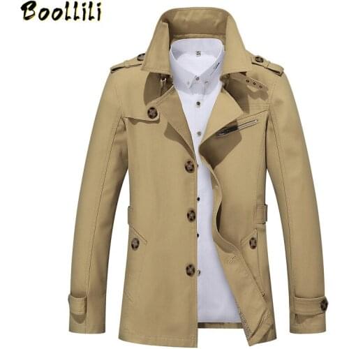 Boollili Trench Coat Men Plus Size Mens Windbreakers Cotton Coat Spring Autumn Mostly Male Coats Manteau 5xl Abrigo Hombre