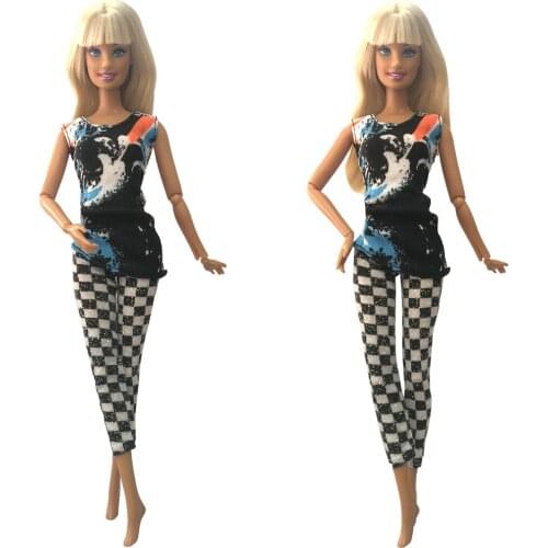 NK 1 Pcs Doll Outfit Fashion Shirt Daily Casual Wear Blouse Long Trousers Handmade Clothes for Barbie Doll Accessories Toys 8X