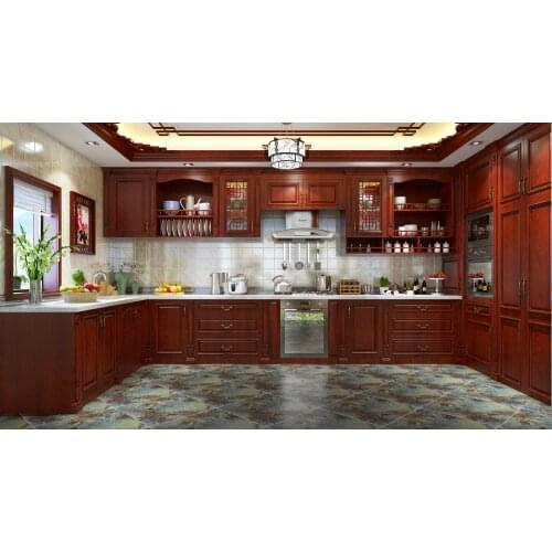 New Model Antique Kitchen Cabinet Designs Cherry Solid Wood Kitchen Cabinet