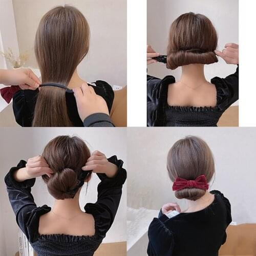 2021 New Velvet Bow Flower Bud Fluffy Lazy Simple Hair Sticks Elegant Hairdress Hair Ornament Fashion Hair Accessories