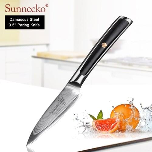 SUNNECKO 3.5 inch Paring Knife Damascus Kitchen Knives Japanese VG10 Core Steel Blade Sharp Fruit Peeling Cutter Tool G10 Handle
