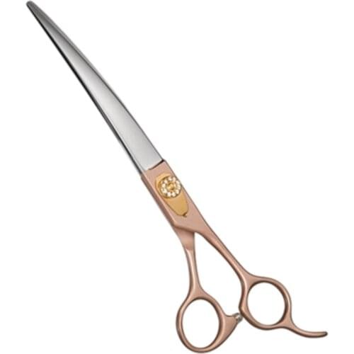 7 Inch Rose Gold Japanese Stainless Steel 440C Hair Cutting Down Curved Shears Pet Grooming Barber Scissor