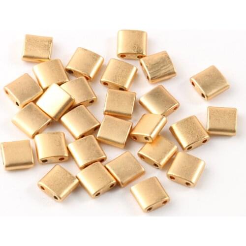 Wholesale Gold Rose Gold Matte Hematite Double Hole Beads Rectangular Shape Loose Stone Beads for Jewelry Making DIY Bracelet