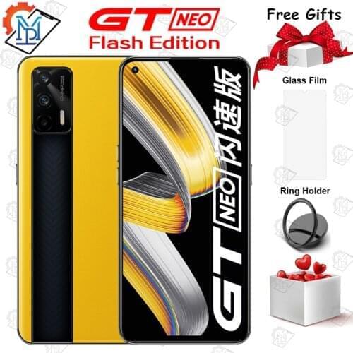 Original Realme GT Neo Flash Edition 5G Mobile Phone 6.43" 8GB+256GB Dimensity 1200 Octa Core Android 11 64MP 65W NFC Smartphone