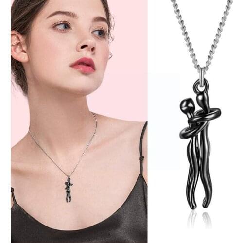 Couple Hug Necklace Two Colors Humanoid Lovers Together Anniversary Couples Necklace Charm Valentines Gift Day Wedding Pen K0Y9