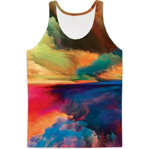 REAL American US SIZE 2 Styles Colored World Explosions Sublimation Print Tank Top