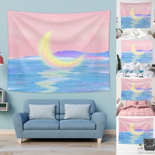 Pink Moon Starry Tapestry Universe Wall Hanging Room Room Home Decoration Dorm At Tapestries Kawaii Psychedelic 95x73Cm L1A2