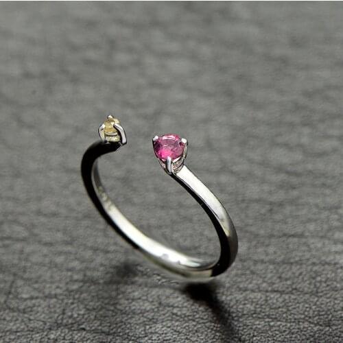 S925 silver Tourmaline Ring can adjust the opening section of natural shinv simple jewelry wholesale
