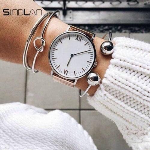 Sindlan Bracelet New Fashion 3pcs/set Punk Cuff Jewelry Simple Big Ball Twisted Geometric Opening Bracelets & Bangles For Women