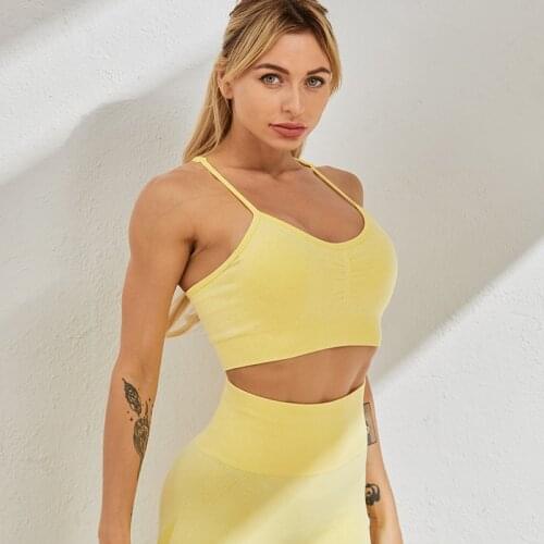 SALSPOR Women Sport Bra Seamless Fitness Push Up Shockproof Padded Running Gym Underwear Solid Trainning Yoga Bra Female