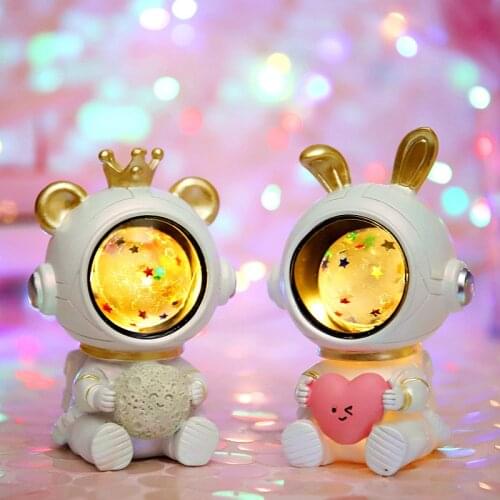 Starry Sky Animal Protector Astronaut Star Lights Lovely Atmosphere Table Lamp Small Galaxy Night Light Astronaut Ornaments Gift