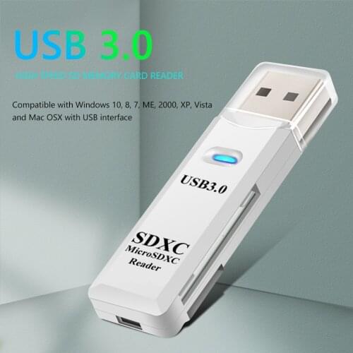 2 in 1 TF Card Reader USB 3.0 Adapter Drive Free Card Reader Memory Secure Digital Cardreader with LED Indicator For Laptop New