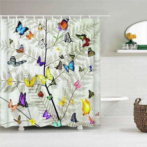 Colorful Butterfly Feathers 3d Shower Curtains Bathroom Curtain With Hooks Waterproof 180x240 Polyester Cloth Decoration Screen