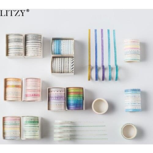 10Pcs/box Japanese Cute Washi Tape DIY Decoration Scrapbooking Planner Paper Wide Adhesive Masking Tape Label Sticker Stationery
