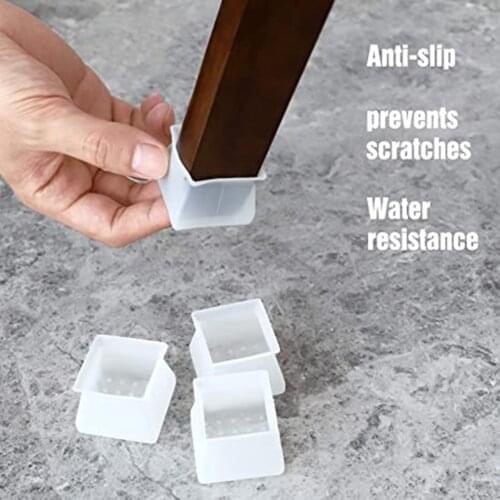 Spot 4/8/16 Pcs Furniture Protector Silicone Protection Cover Square for Chair Leg Floor Protector Best Price