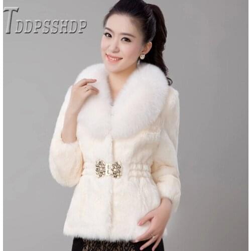Winter Warm Soft Fur Jacket Coat Turn-down Collar Buckle Sweet Outerwear Luxury Female Jacket