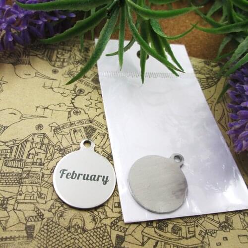 20pcs--"February"stainless steel charms 5 styles for choosing DIY Charms for necklace bracelets