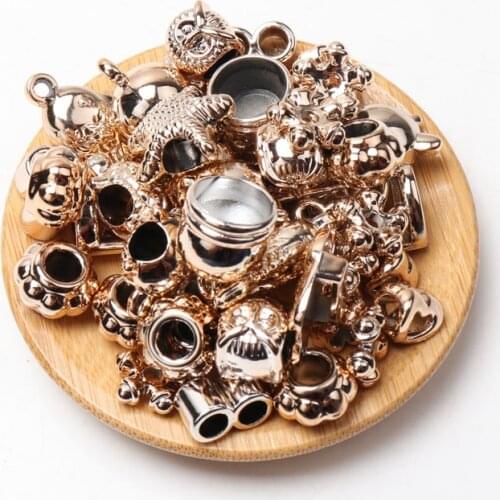 30pcs Jewelry Craft DIY Rose Gold Acrylic Acrylic beads in various styles and shapes Beads Fit CHARM Bracelets