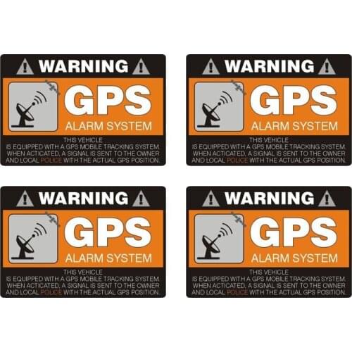 4 X WARNING GPS Alarm System Car Sticker Auto Accessories PVC Decal High Quality KK Vinyl Cover Scratches Waterproof PVC