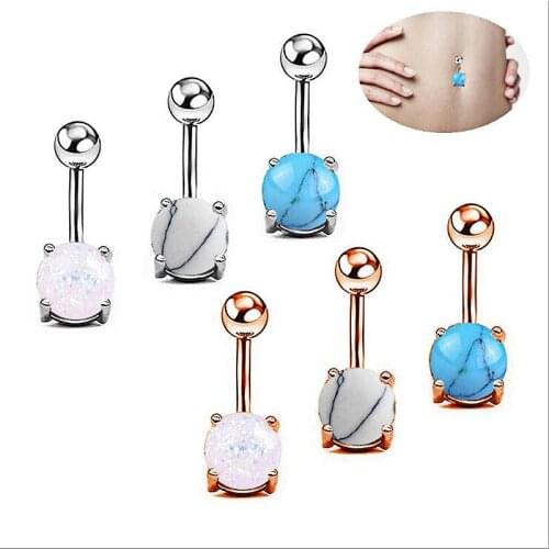 JINGLANG Mixing Stainless Steel Navel Piercing Crystal Belly Button Rings Body Piercing Navelpiercing 5pcs